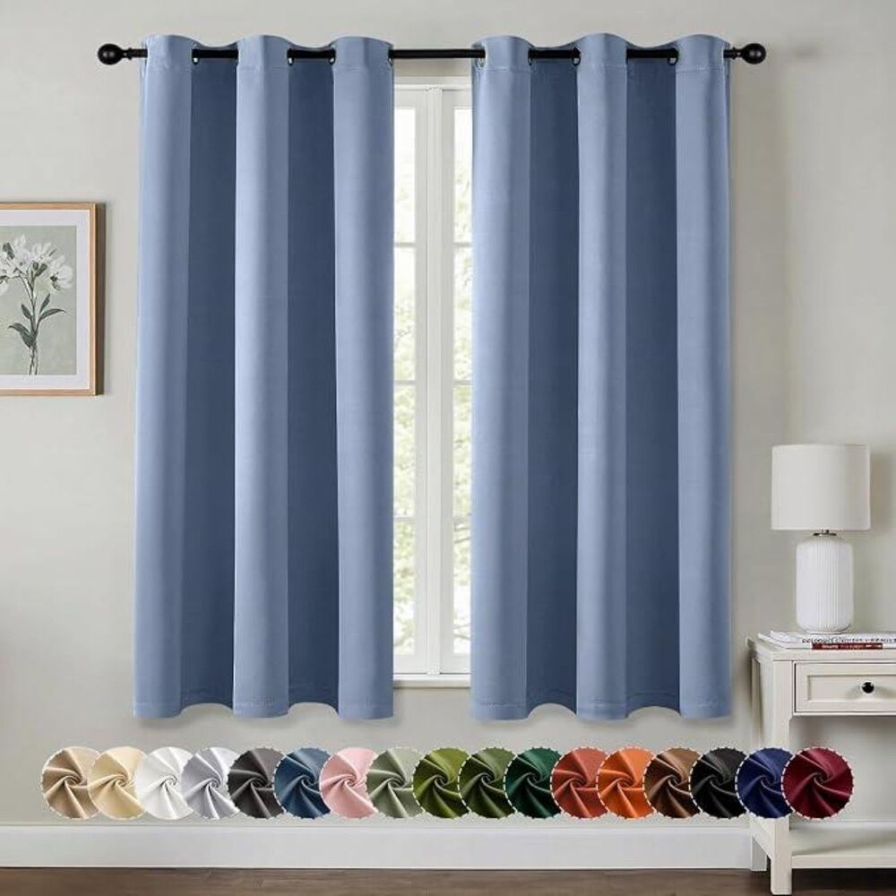 Brand New MIULEE Blackout Curtains – Denim Blue, 40"W × 63"L, 2 Panels